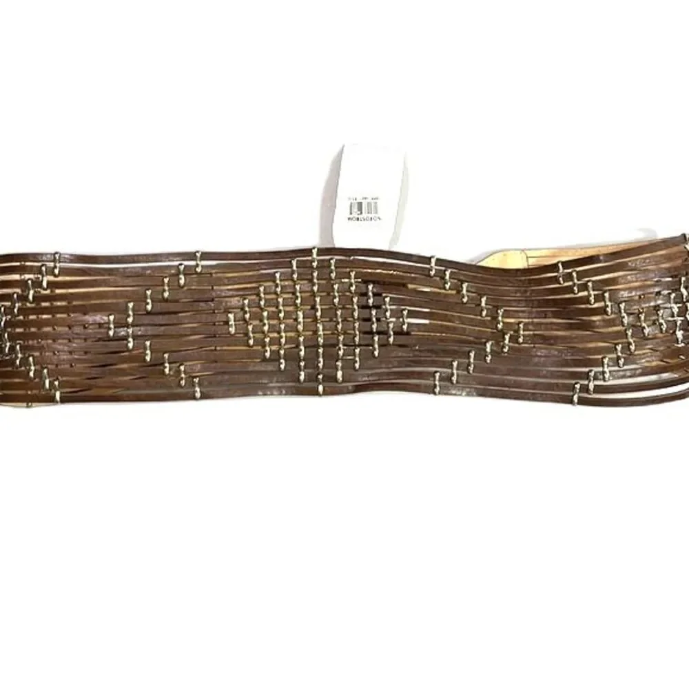Steve Madden Faux Leather Cut Out Belt Cognac Size Large/X-LARGE NWT